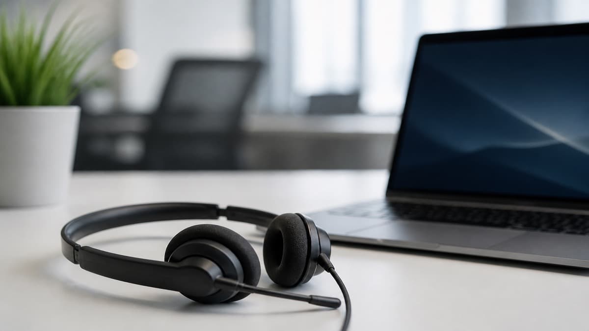 Headset and ticket queue on a monitor beside a printed customer service resume