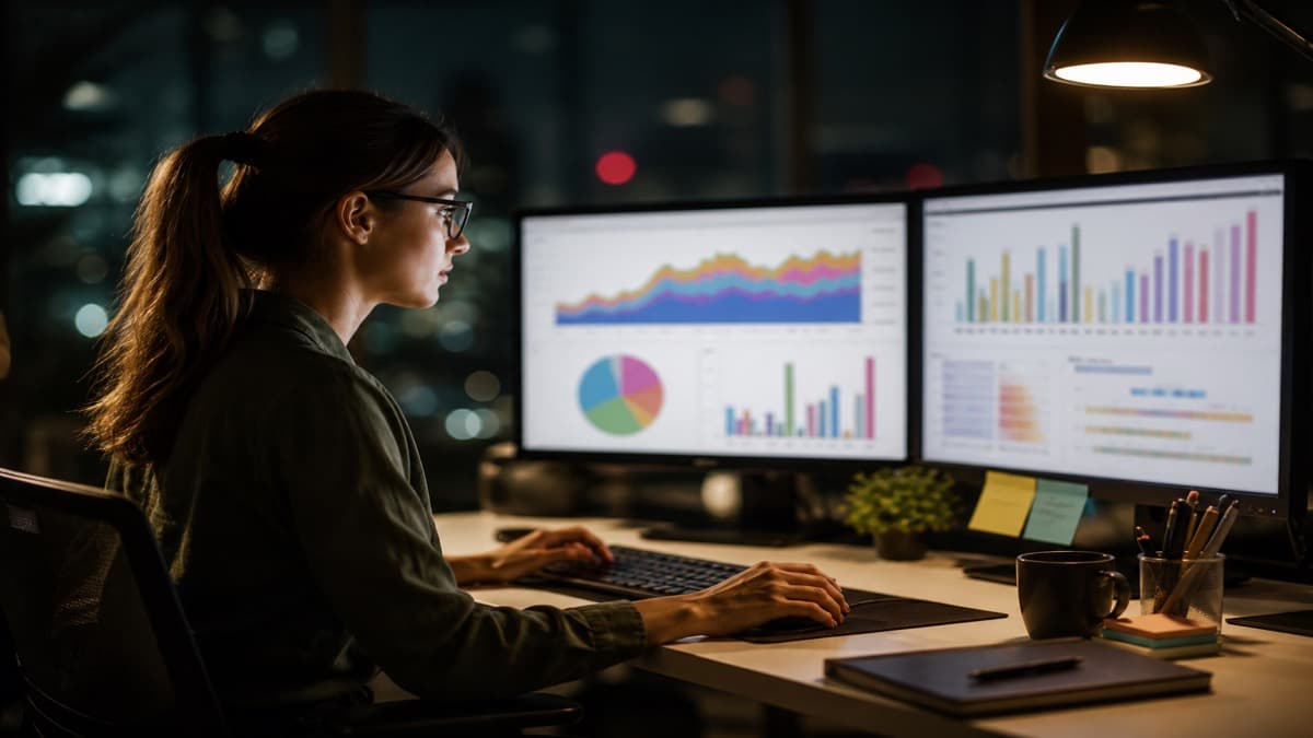 SQL editor and a dashboard on a laptop beside a printed data analyst resume