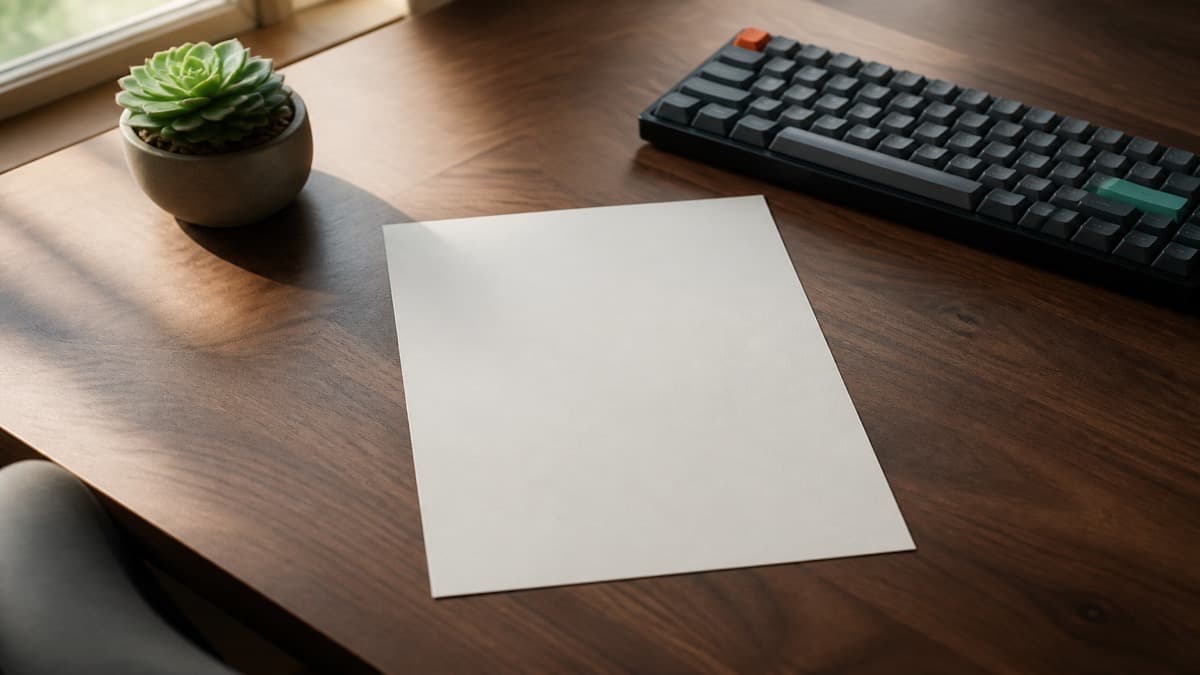 Laptop showing a simple one-column Google Docs resume beside a printed job posting on a wooden desk