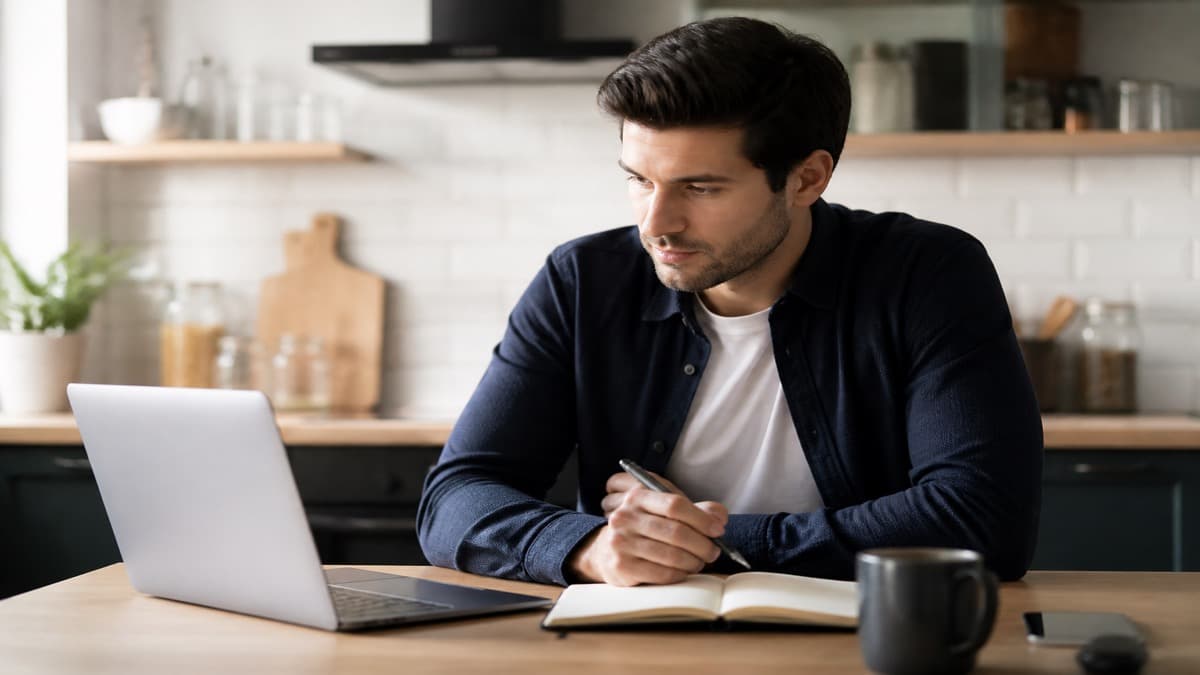 Student at a library table editing a one-page resume with a project list and a printed volunteer schedule
